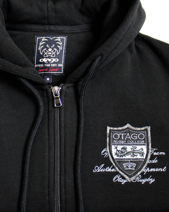 ensemble brodé côté cœur de la Veste zippée à capuche noire pour homme TATOO Otago