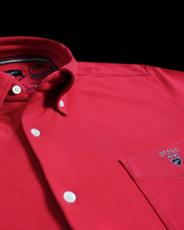 col de la Chemise rouge manches longues homme Dakota Otago