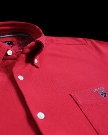 col de la Chemise rouge manches longues homme Dakota Otago