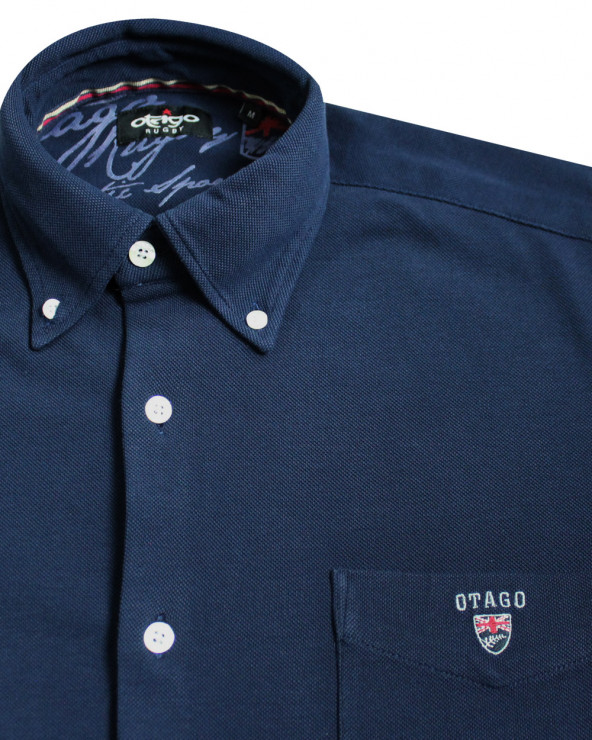 col de la Chemise manches longues homme Dakota Otago bleu marine