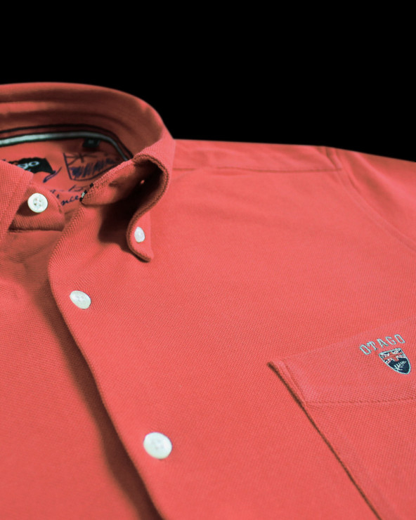 détail de la Chemise orange manches longues homme Dakota Otago