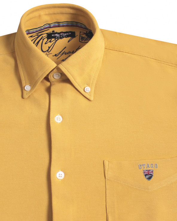 col de la Chemise manches longues homme Dakota Otago jaune