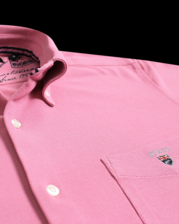col de la Chemise manches longues homme Dakota Otago rose