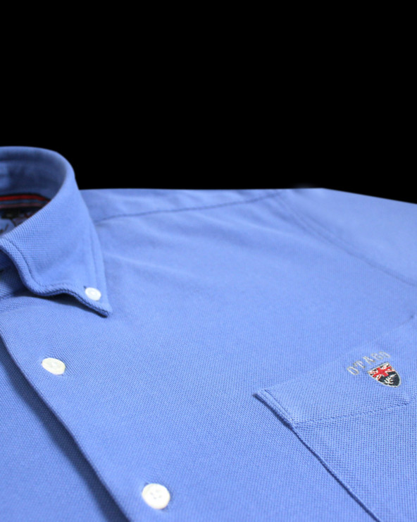 détail de la Chemise manches longues homme Dakota Otago bleu royal