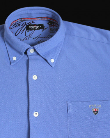 col de la Chemise manches longues homme Dakota Otago bleu royal