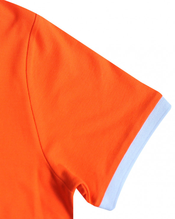 bord-côté bleu ciel du Polo manches courtes orange pour homme Bota Otago rugby