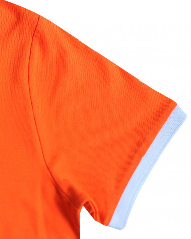 bord-côté bleu ciel du Polo manches courtes orange pour homme Bota Otago rugby