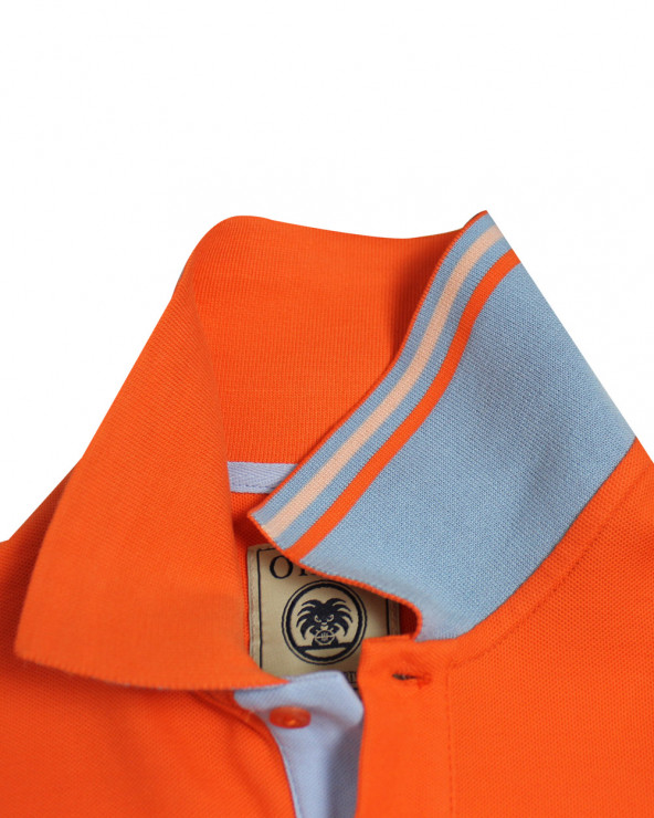 revers de col avec double liseré du Polo manches courtes orange pour homme Bota Otago rugby