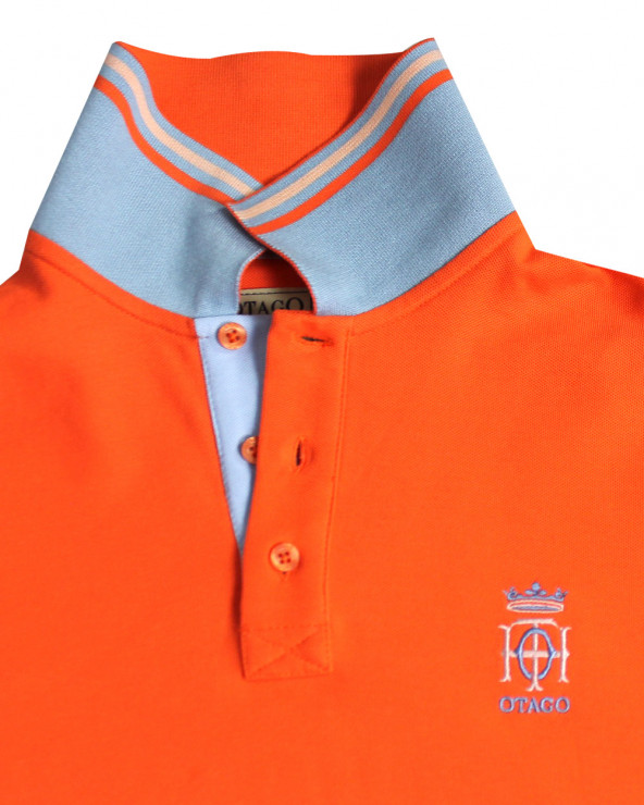 revers de col du Polo manches courtes orange pour homme Bota Otago rugby