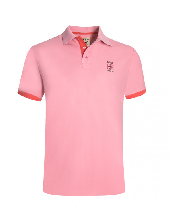 face du Polo manches courtes rose powder pink pour homme Bota Otago rugby