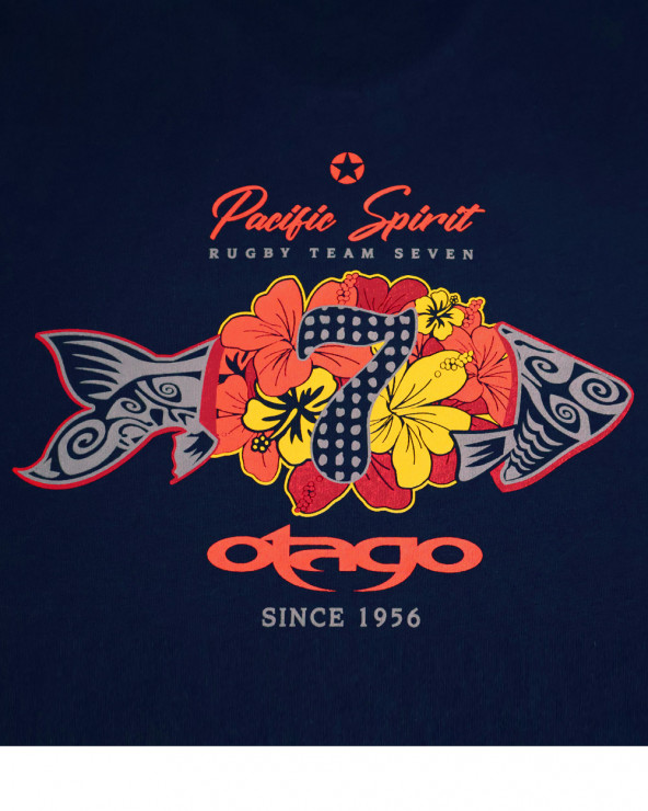 visuel sérigraphié au dos du Tee-shirt Maofish Otago rugby bleu marine pour homme