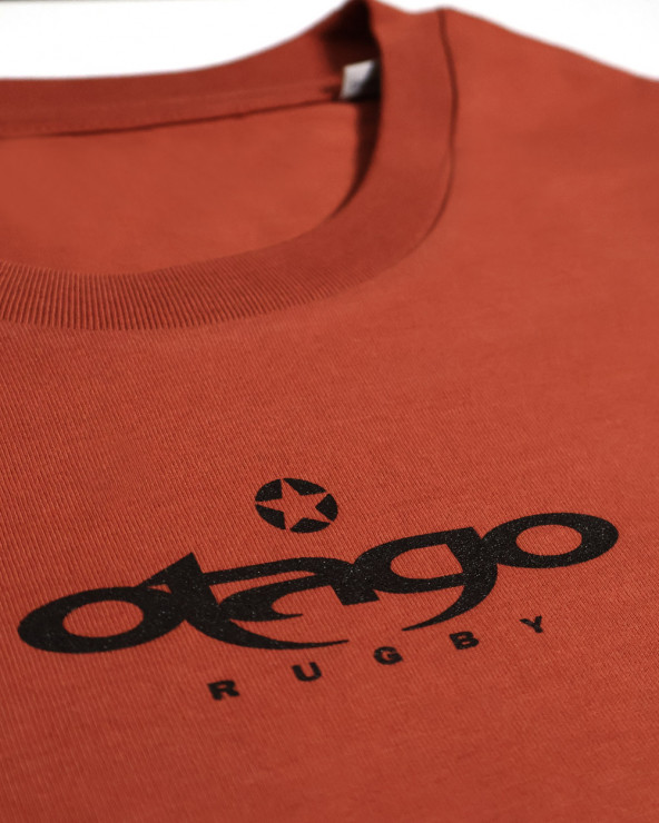 visuel sérigraphié face du Tee-shirt Patreq Otago rugby burnt brick pour homme