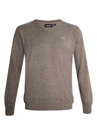 face du Pull col V pour homme CARBUN Otago marron