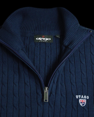 détail du Pull col zip homme CARSADE Otago bleu marine