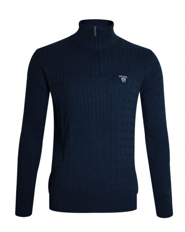 face du Pull col zip fermé homme CARSADE Otago bleu marine