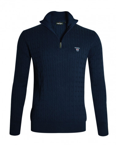 face du Pull col zip homme CARSADE Otago bleu marine