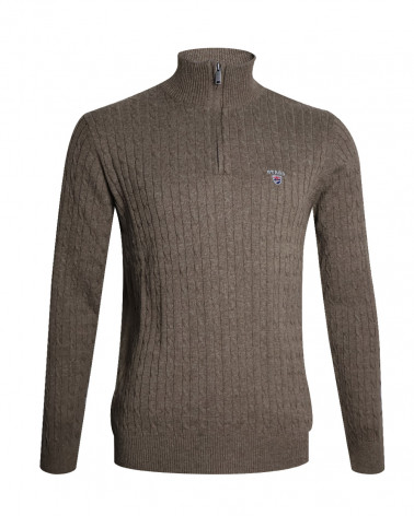 face du Pull col zippé fermé pour homme CARSADE Otago marron