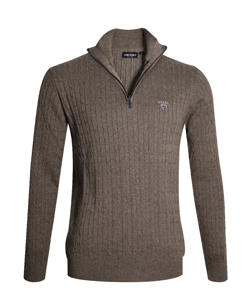 face du Pull col zippé pour homme CARSADE Otago marron