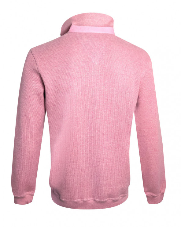 dos du Polo manches longues pour homme 25POML1 Otago rugby rose ou sweat col polo rose