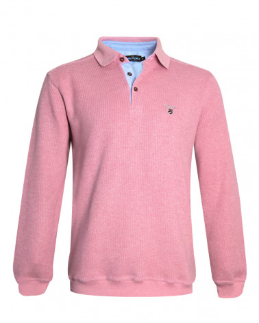 Polo manches longues pour homme ou sweat col polo 25POML1 Otago rugby rose