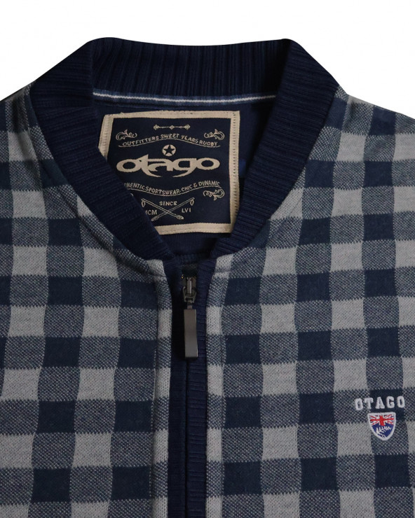détail du col du Gilet zip Dambuen Otago rugby marine pour homme