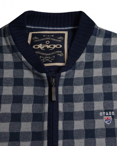 détail du col du Gilet zip Dambuen Otago rugby marine pour homme
