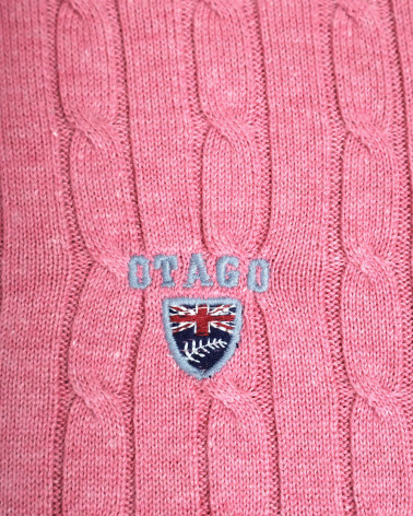 broderie du pull torsade col zip homme CARSADE Otago rose