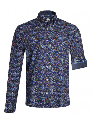 face de la Chemise manches longues pour homme 286 Otago bleu marine à motifs