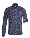 face de la Chemise manches longues pour homme 286 Otago bleu marine à motifs