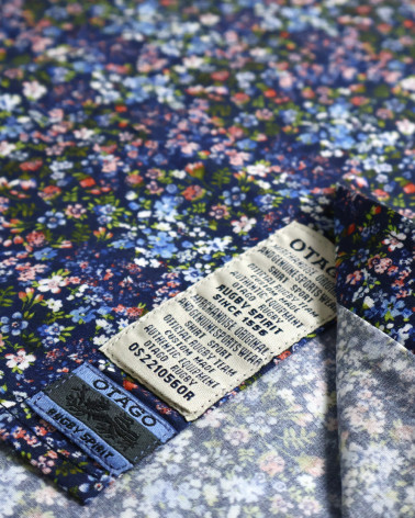 patte de la Chemise manches longues pour homme 286 Otago bleu marine à motifs