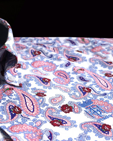 col de la Chemise manches longues pour homme 287 Otago écru à motifs