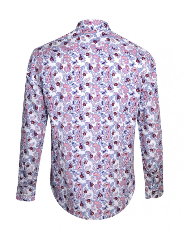 dos de la Chemise manches longues pour homme 287 Otago écru à motifs