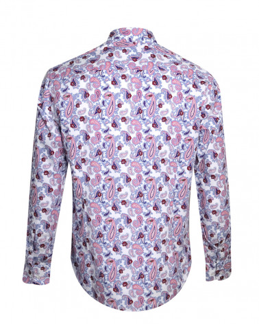 dos de la Chemise manches longues pour homme 287 Otago écru à motifs