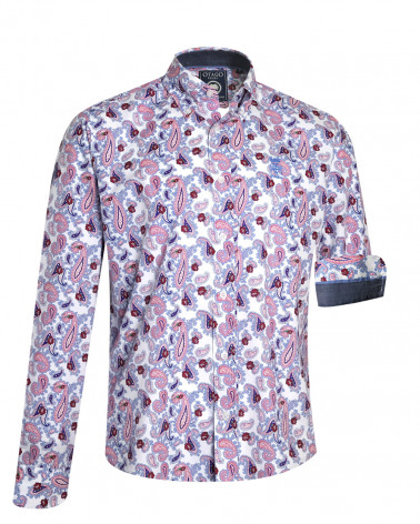 face de la Chemise manches longues pour homme 287 Otago écru à motifs