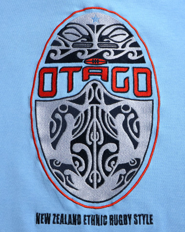 broderie dos du Polo manches courtes Mana Otago rugby bleu ciel pour homme