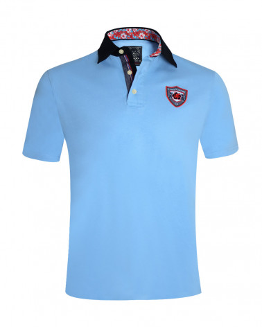 face du Polo manches courtes Mana Otago rugby bleu ciel pour homme