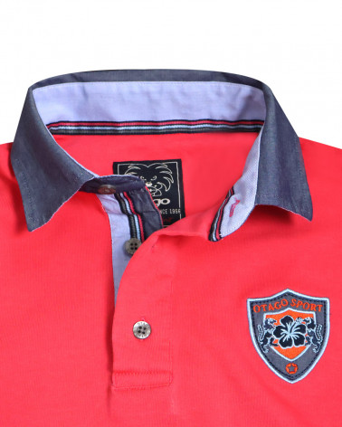 col du Polo manches courtes Patreq Otago rugby corail pour homme