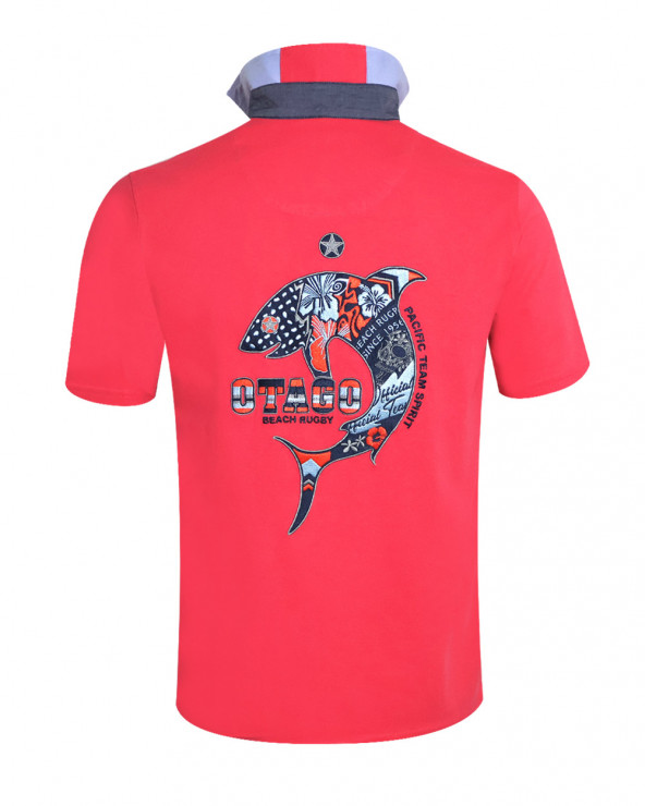 dos du Polo manches courtes Patreq Otago rugby corail pour homme