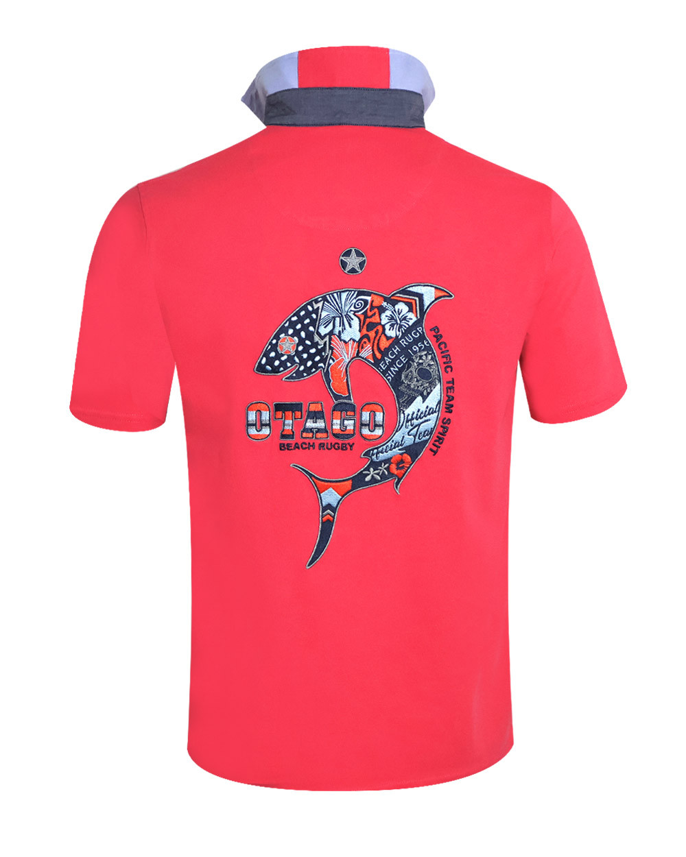 dos du Polo manches courtes Patreq Otago rugby corail pour homme