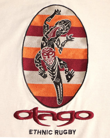 broderie du Polo manches courtes Koru Otago rugby beige pour homme