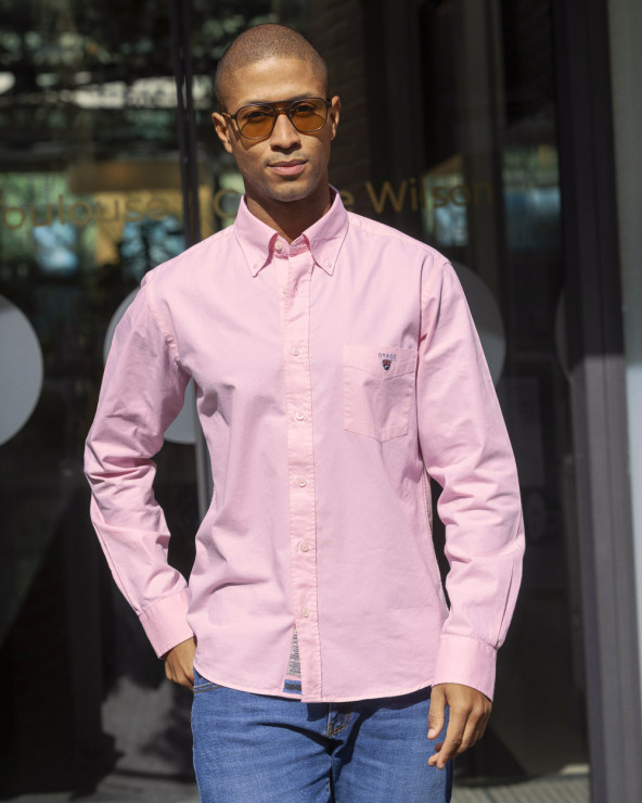 Chemise manches longues homme Thomas Otago pink jj