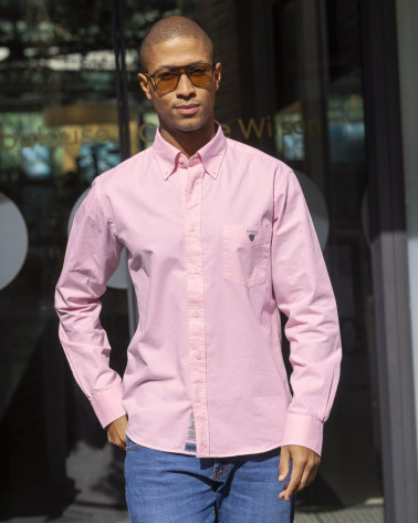 Chemise manches longues homme Thomas Otago pink jj