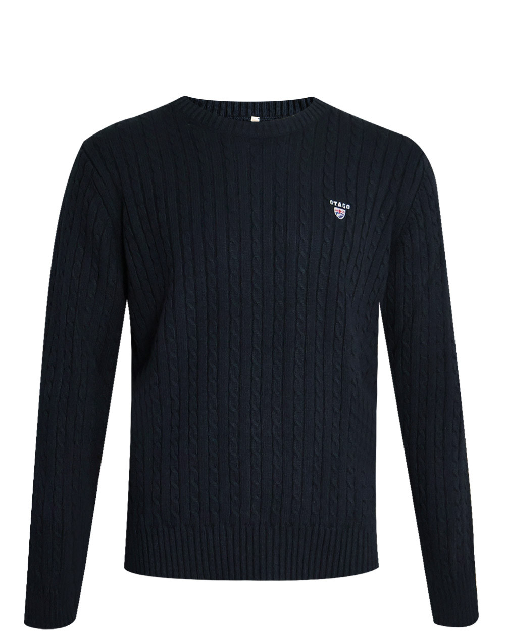 face du Pull torsade col rond TREVIBO OTAGO Rugby bleu marine pour homme