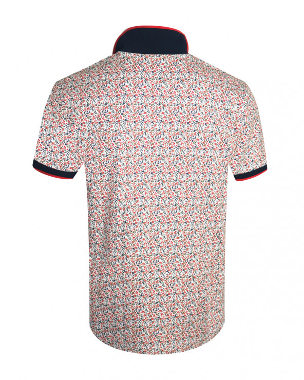 dos du Polo manches courtes Liflor Otago rugby blanc marine à motifs pour homme