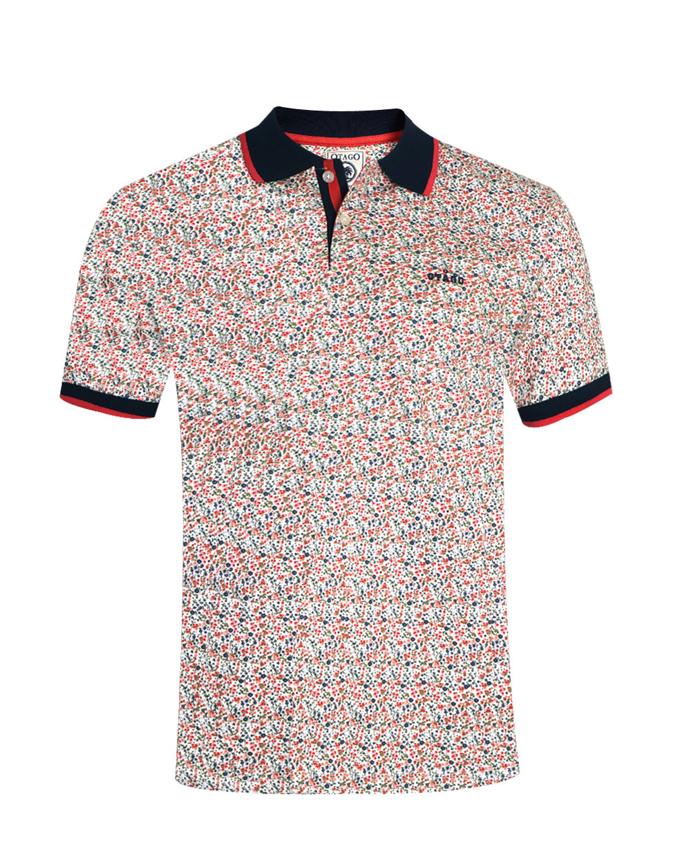 face du Polo manches courtes Liflor Otago rugby blanc marine à motifs pour homme