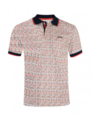 face du Polo manches courtes Liflor Otago rugby blanc marine à motifs pour homme