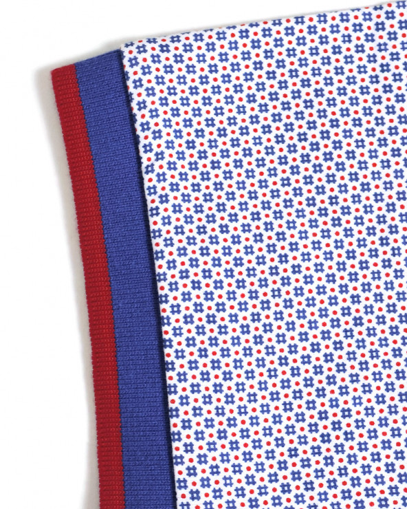 manche du Polo manches courtes Liluna Otago rugby bleu et rouge à motifs pour homme