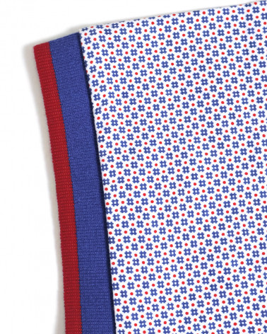 manche du Polo manches courtes Liluna Otago rugby bleu et rouge à motifs pour homme