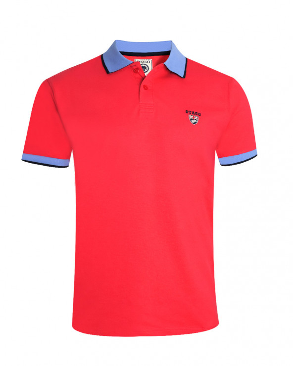 face du Polo manches courtes Lorenzo Otago rugby corail pour homme