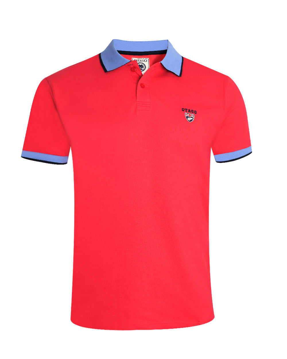 face du Polo manches courtes Lorenzo Otago rugby corail pour homme